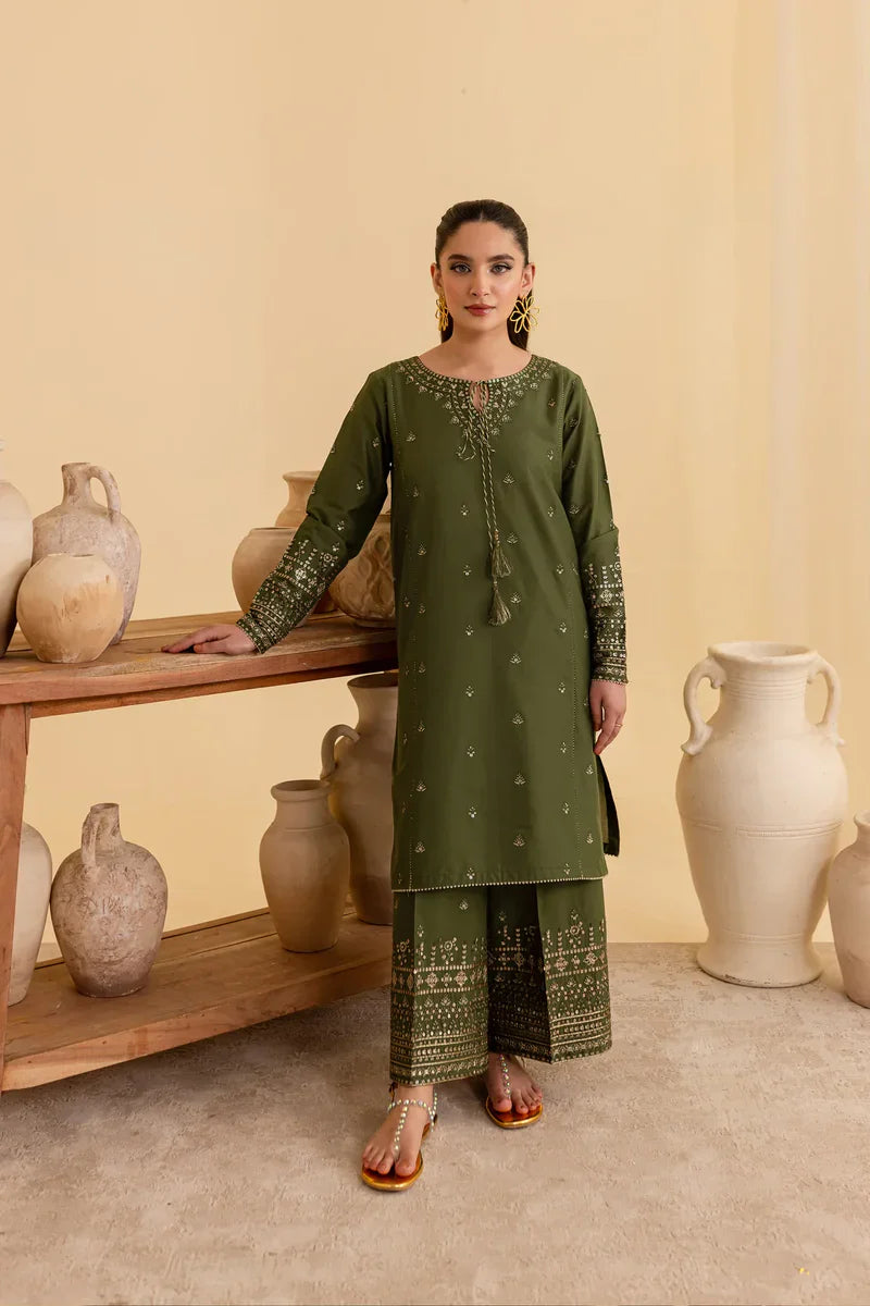 Liyana – Olive Green 2Pc Embroidered Suit