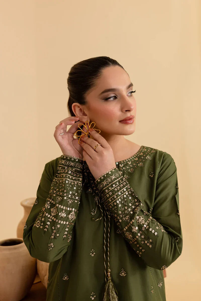 Liyana – Olive Green 2Pc Embroidered Suit