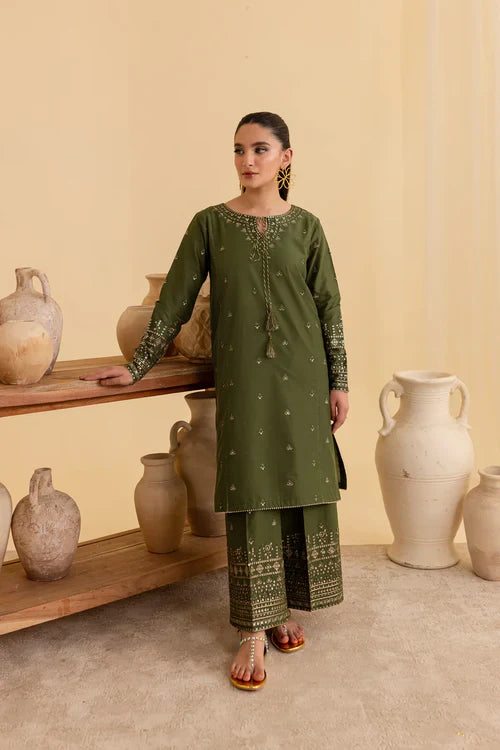 Liyana – Olive Green 2Pc Embroidered Suit