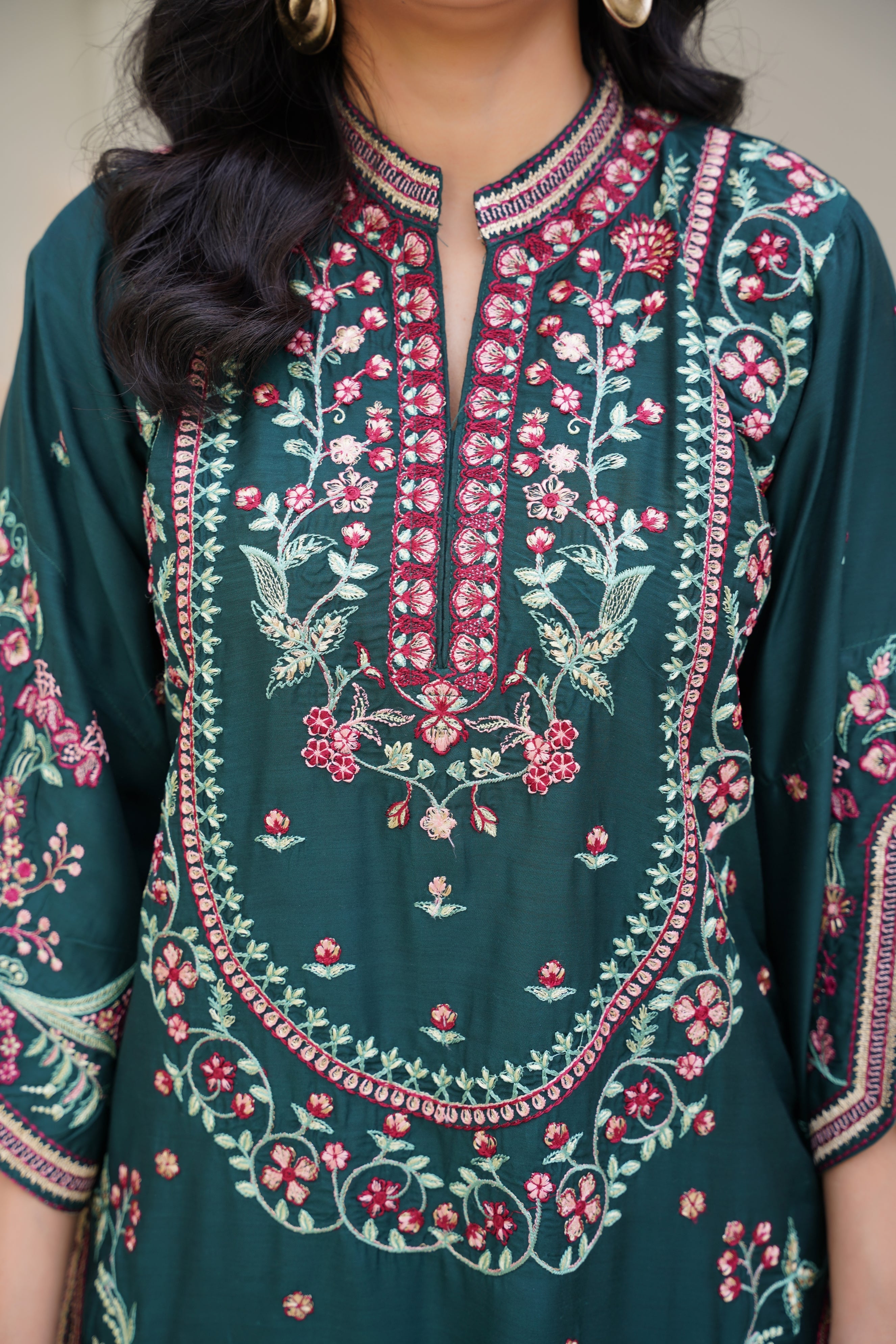 Rania – Deep Green Viscose 3Pc Suit | Ready to Wear 3pc Suit
