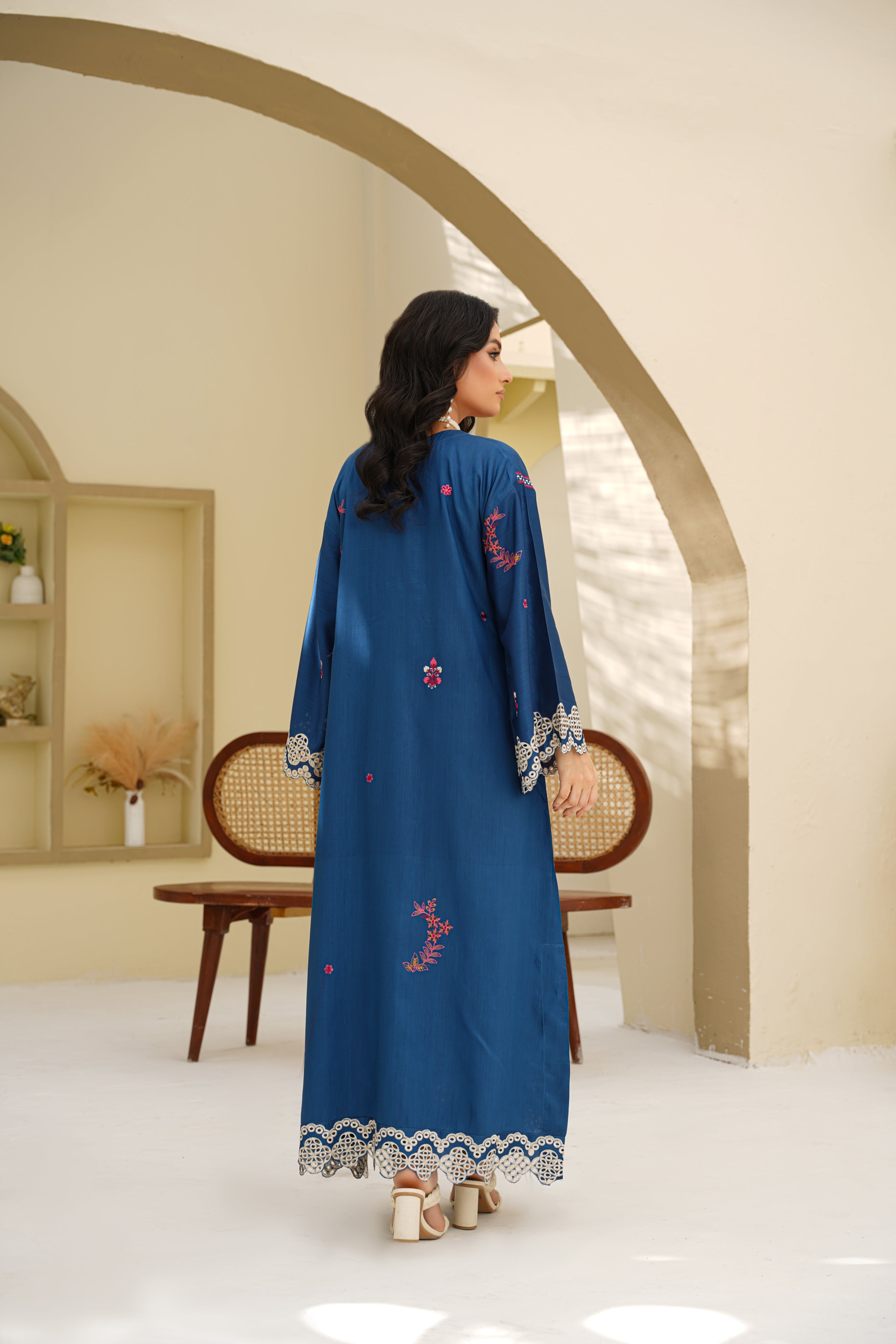 Azure Bloom – 2Pc Embroidered Suit