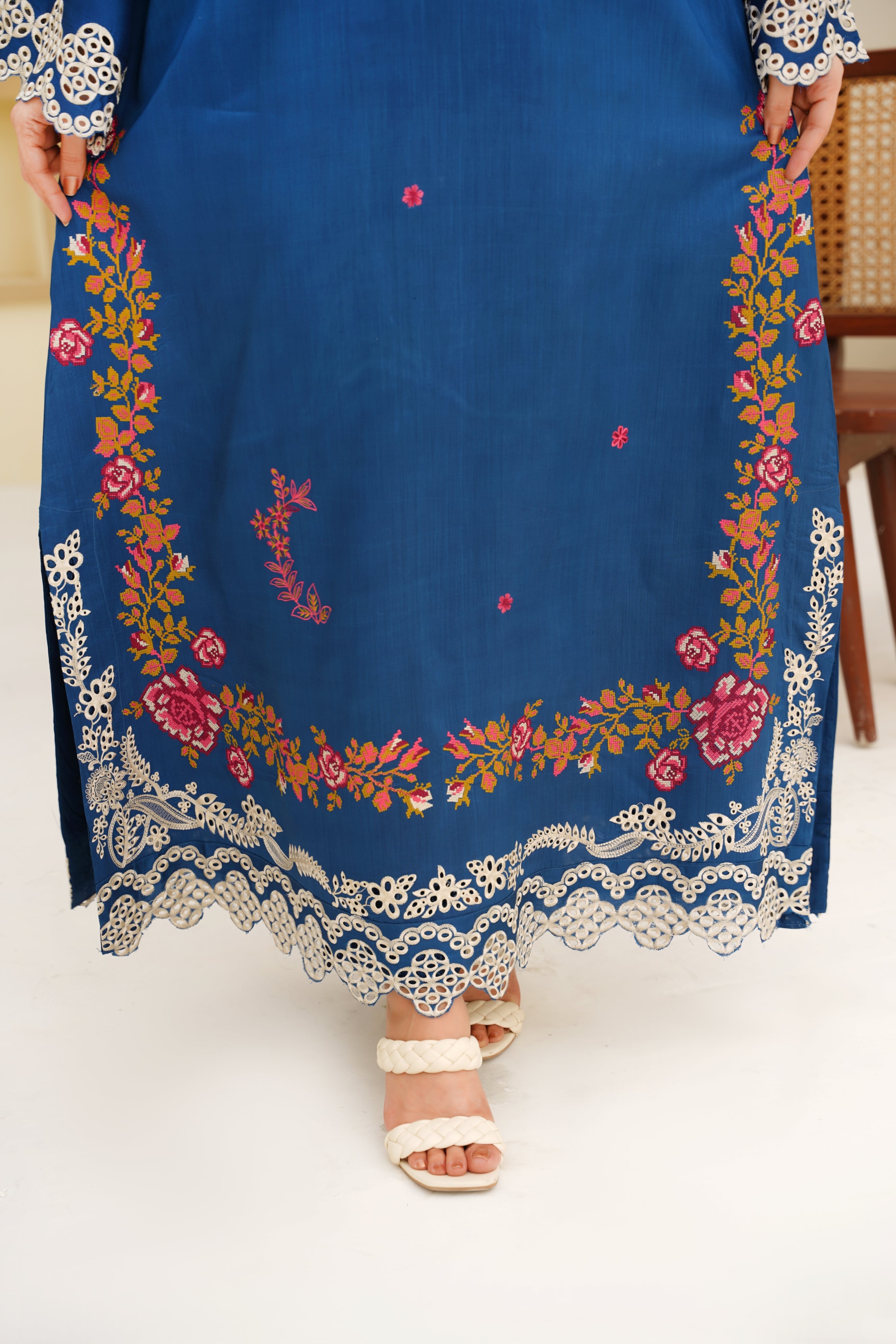 Azure Bloom – 2Pc Embroidered Suit
