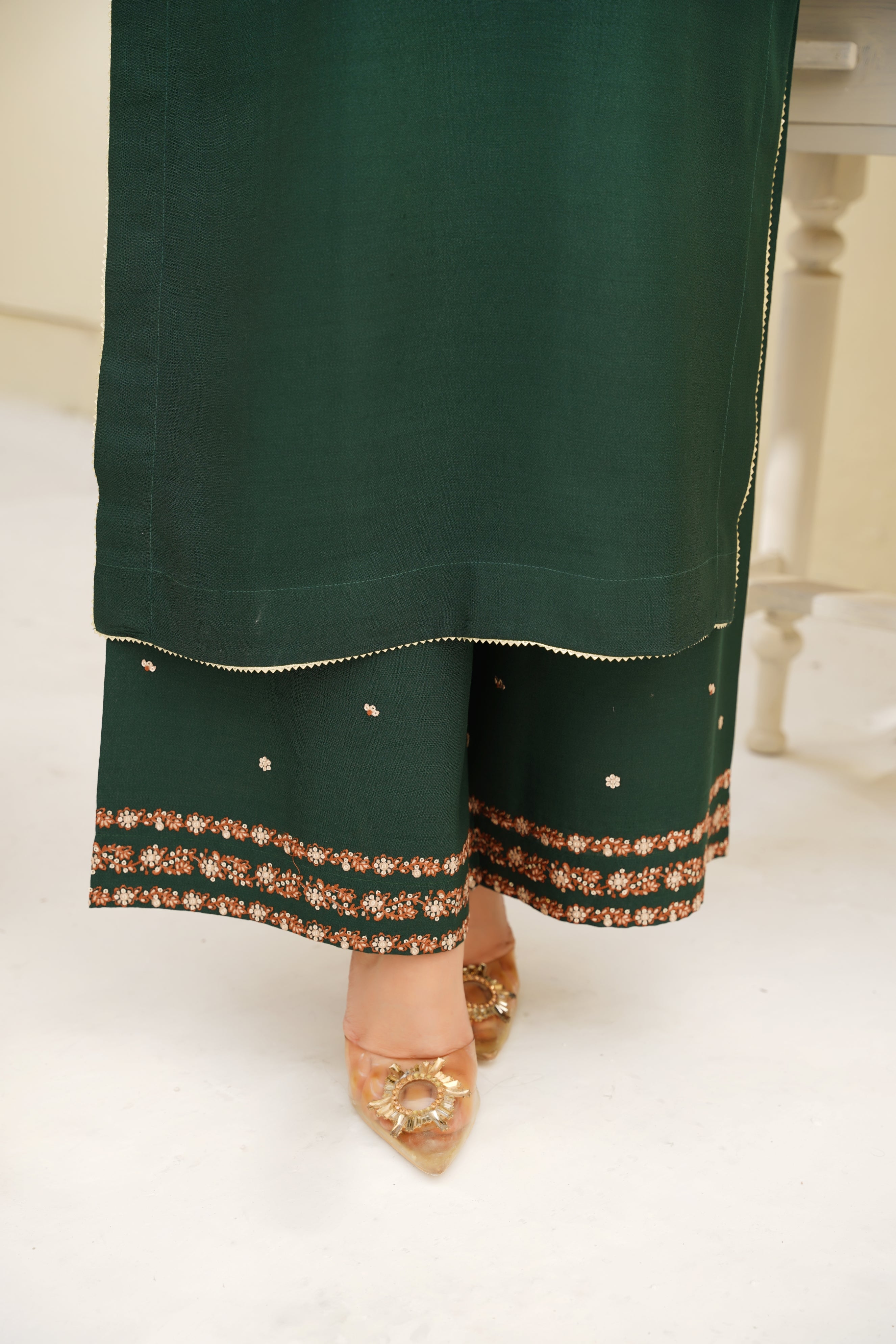 Emerald Elegance – 3Pc Embroidered Suit