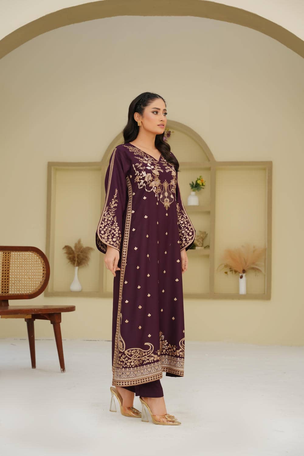 Royal Plum Grace – 2Pc Embroidered Suit