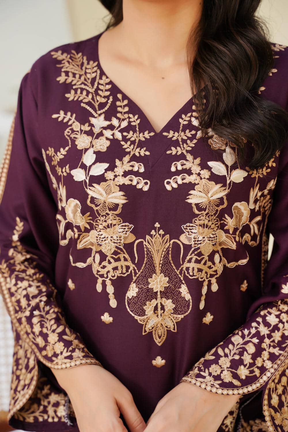 Royal Plum Grace – 2Pc Embroidered Suit