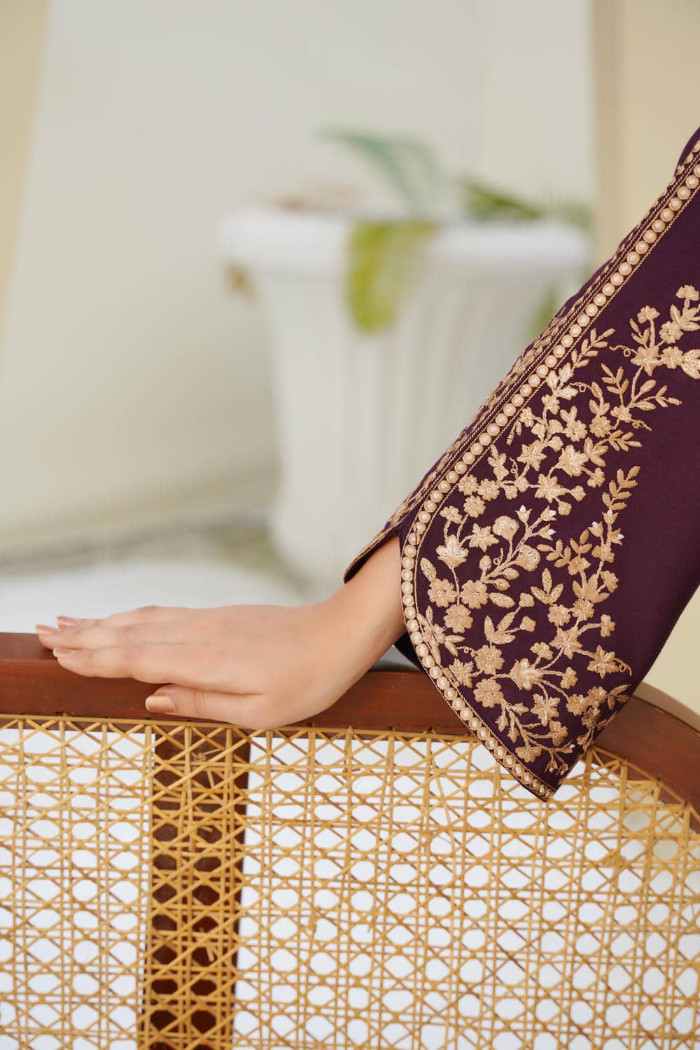 Royal Plum Grace – 2Pc Embroidered Suit