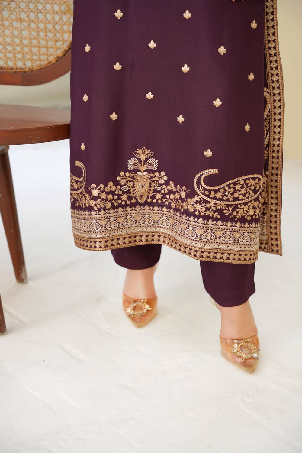 Royal Plum Grace – 2Pc Embroidered Suit