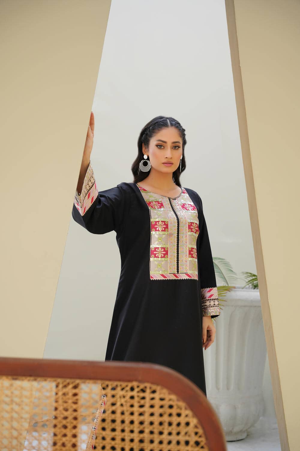 Noir Elegance – 2Pc Embroidered Suit