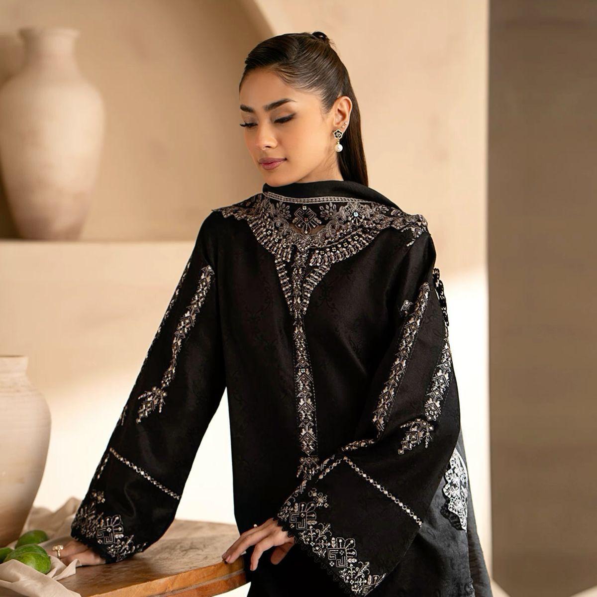 Onyx Black Embroidered Kameez with Sequins