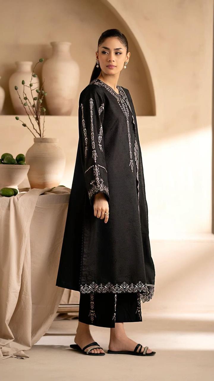 Onyx Black Embroidered Kameez with Sequins