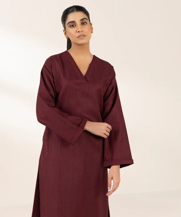Burgundy Minimalist 2-Piece Kameez Shalwar Set