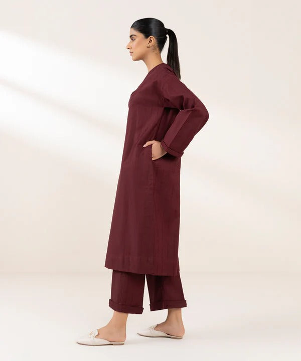 Burgundy Minimalist 2-Piece Kameez Shalwar Set
