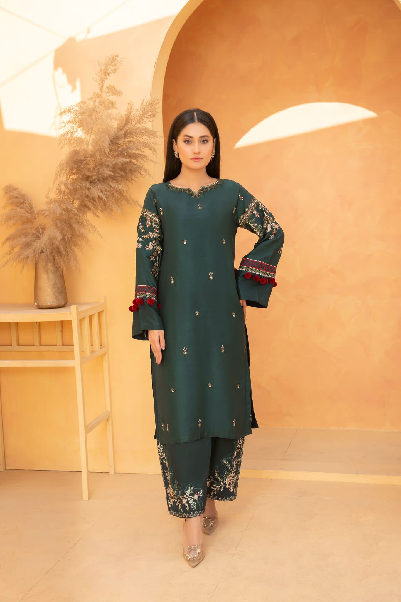 Cobalt Blue Embroidered 2-Piece Kameez Shalwar Set