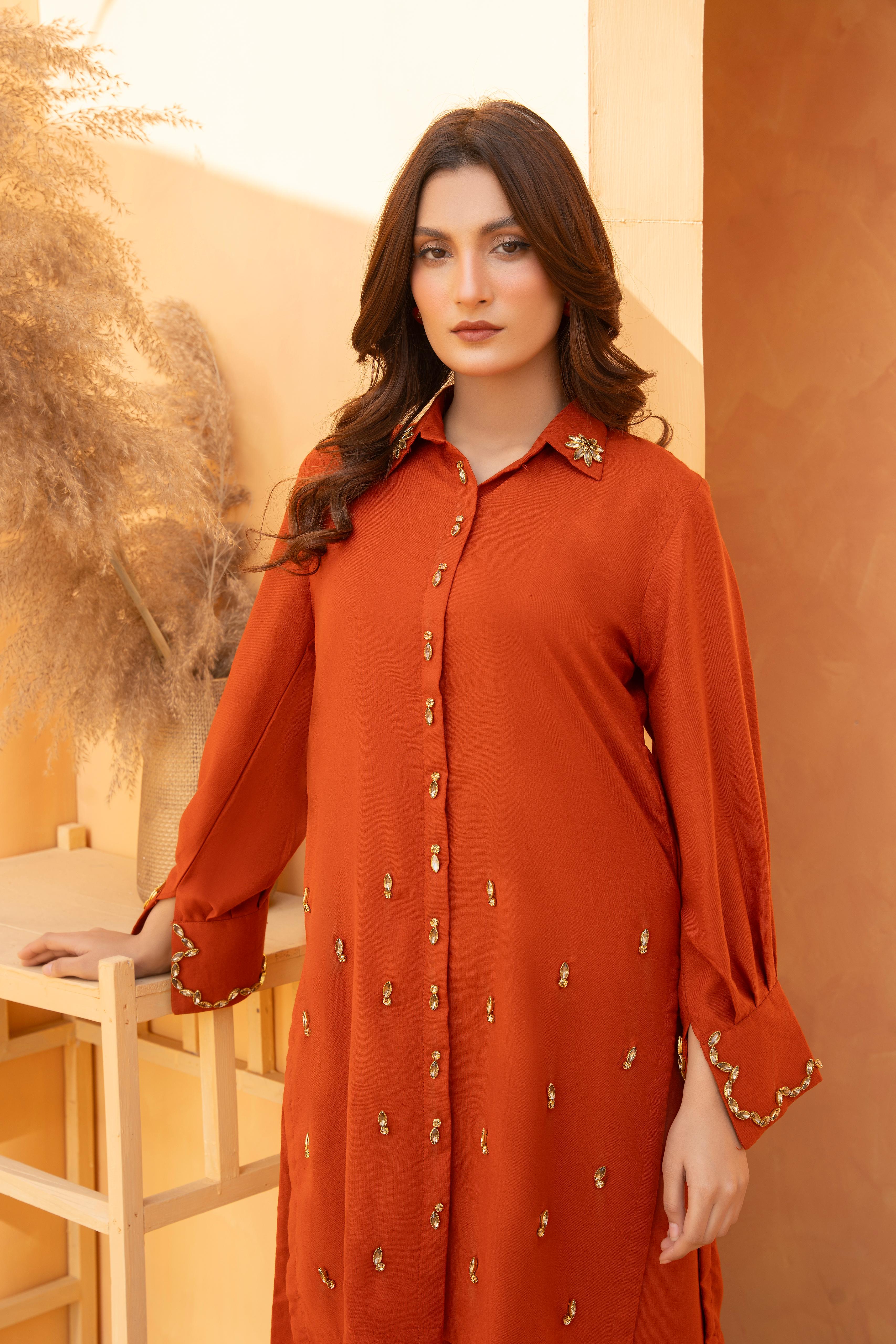 Rose Pink Embroidered 2-Piece Kameez Shalwar Set