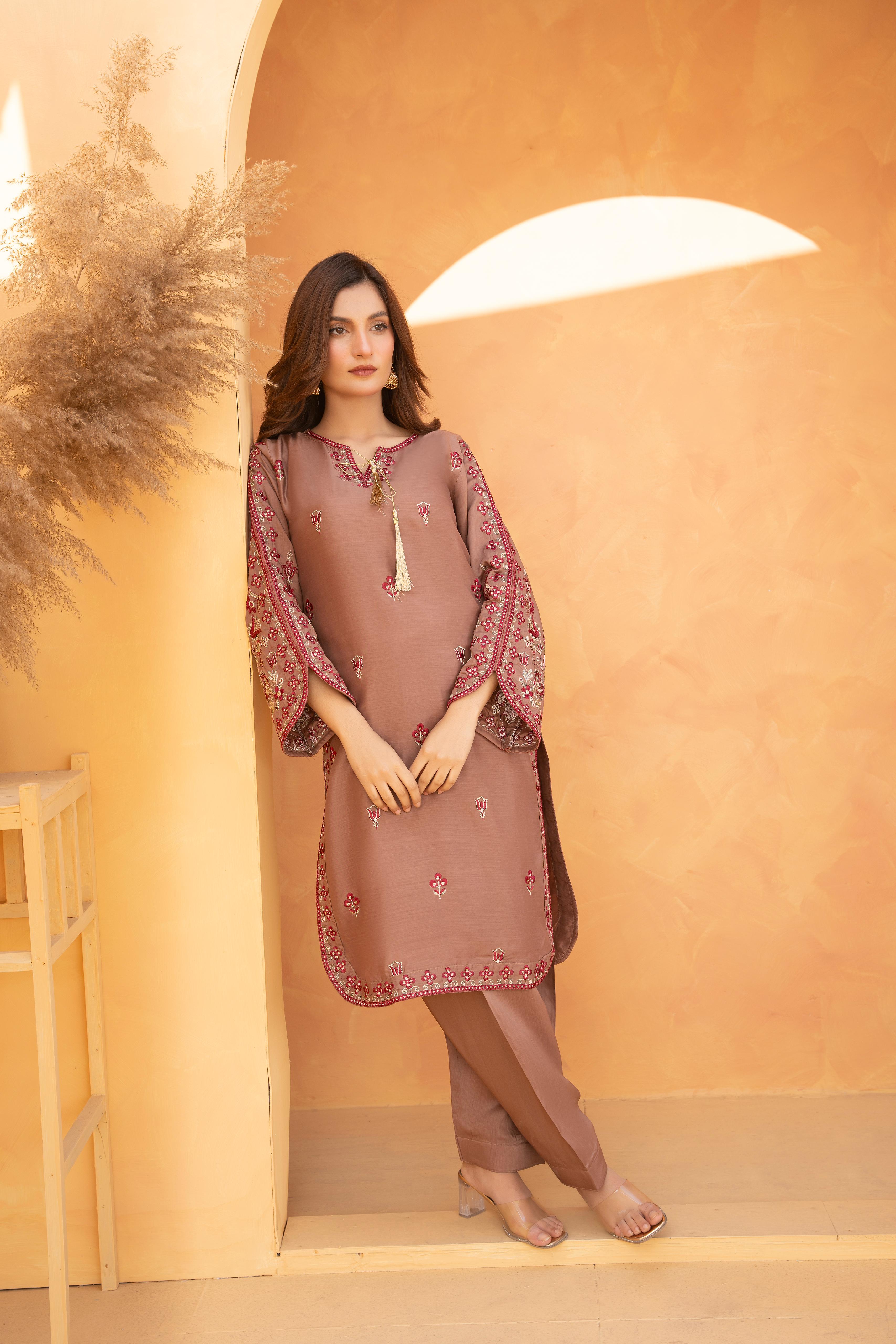 Ivory White Embroidered 2-Piece Kameez Shalwar Set