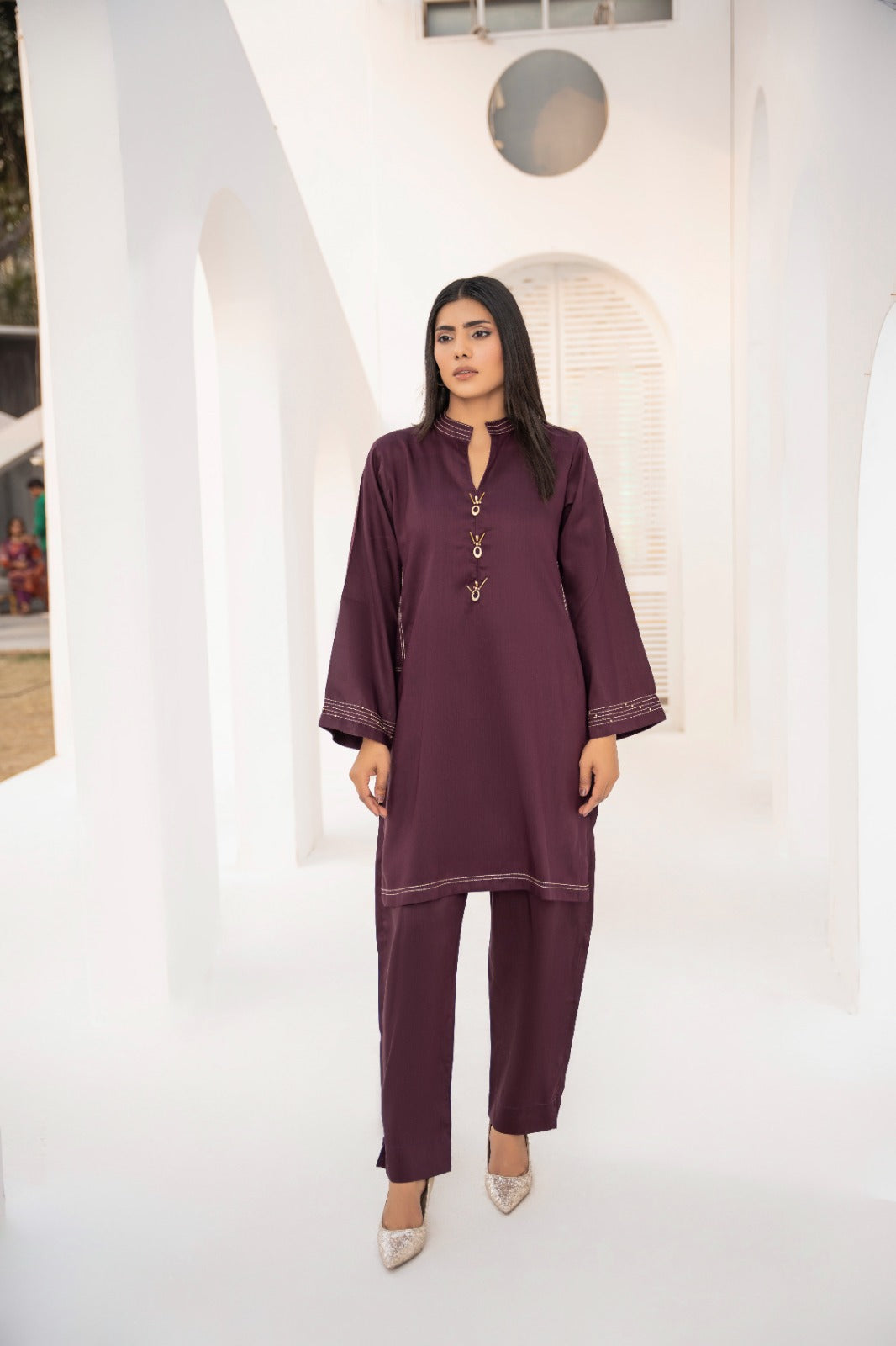 Midnight Blue Embroidered 2-Piece Kameez Shalwar Set