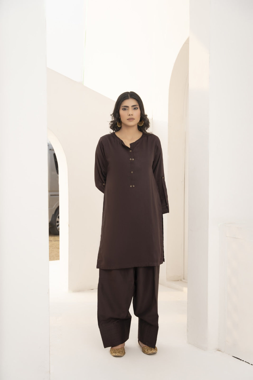 Teal Green Embroidered 2-Piece Kameez Shalwar Set