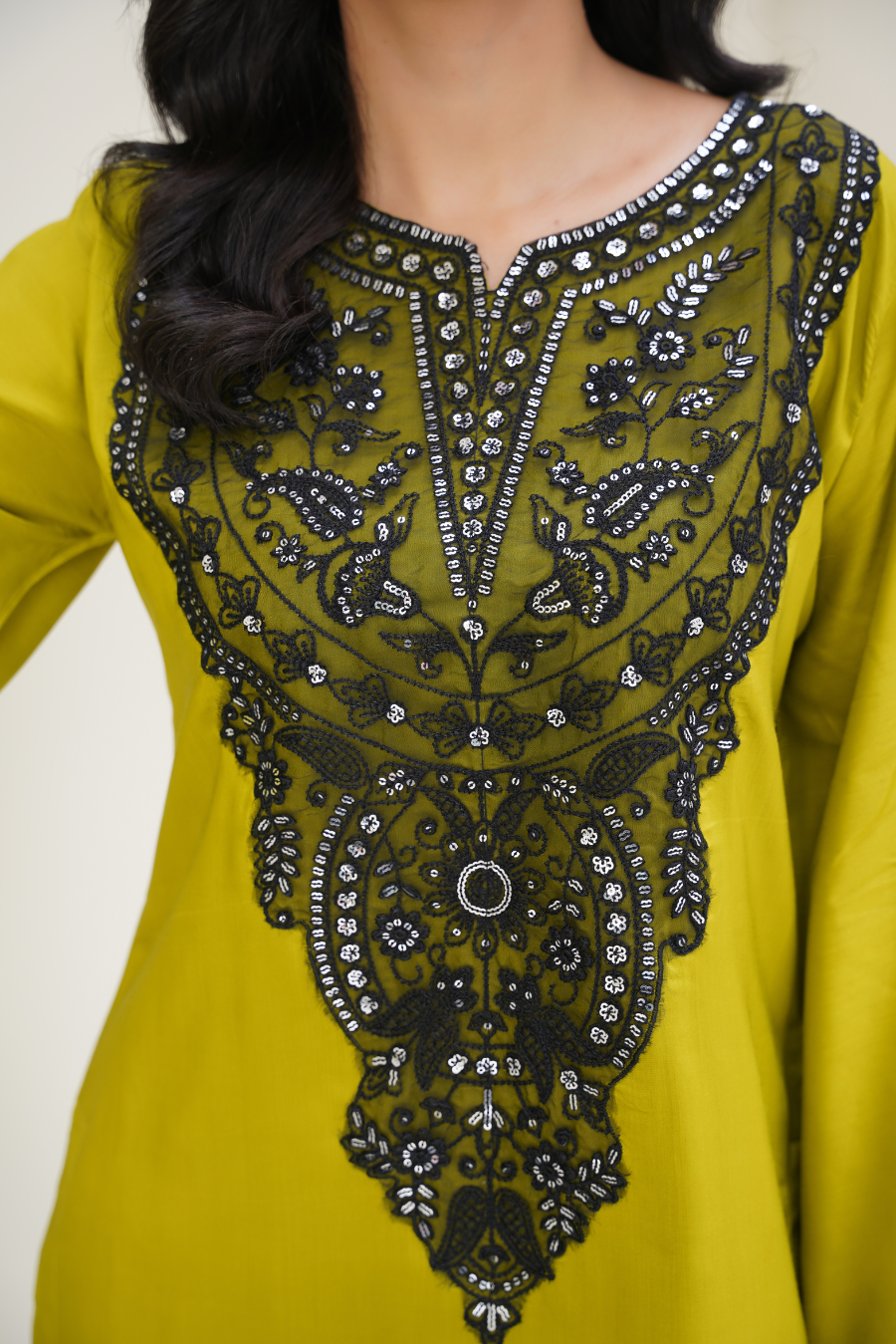 Zynah – Olive Green & Black Embroidered 2Pc Suit | Elegant Pret