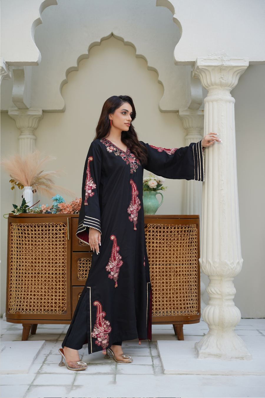 ✨ Anam A – Black Embroidered 2Pc Suit | Formal Pret