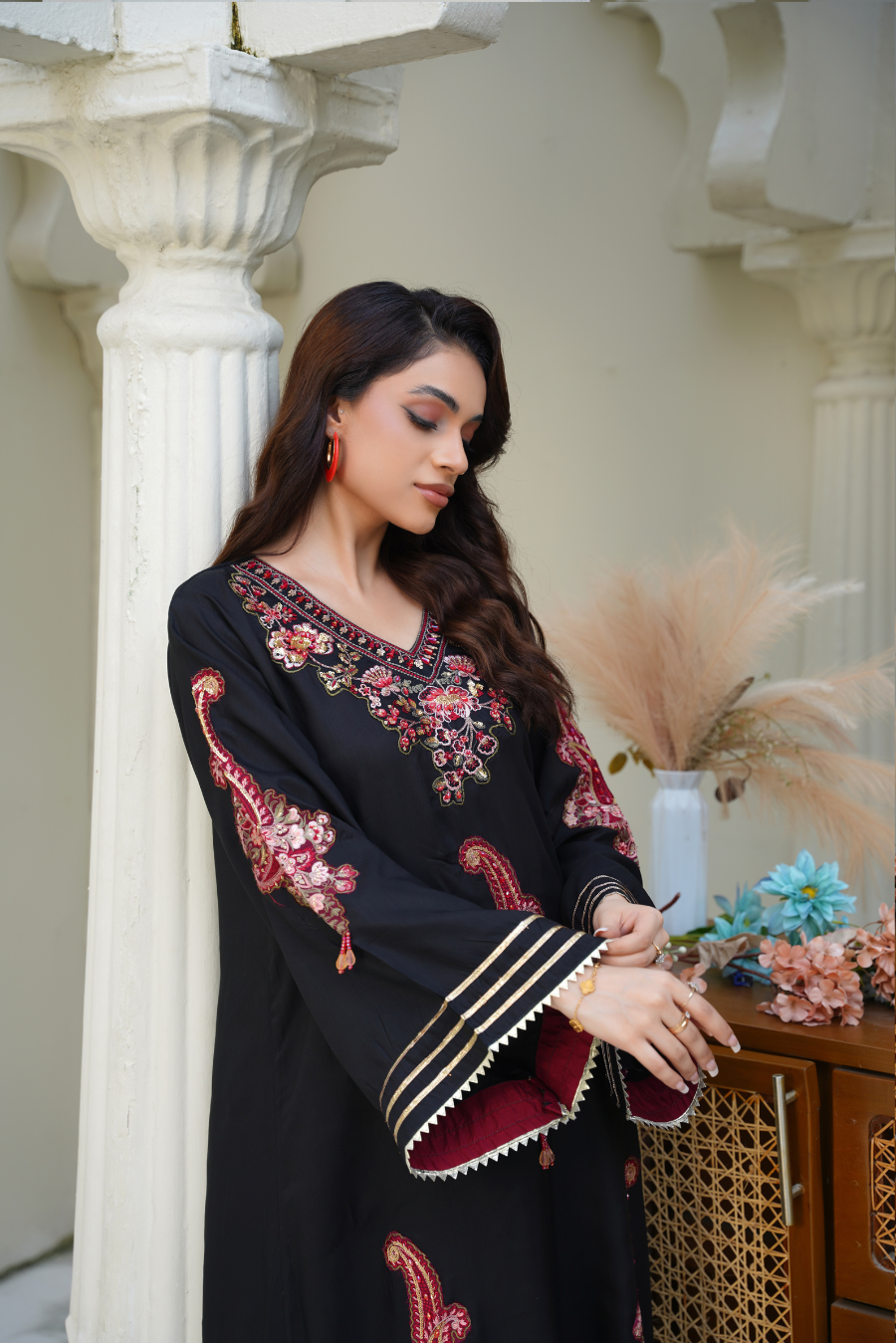 ✨ Anam A – Black Embroidered 2Pc Suit | Formal Pret