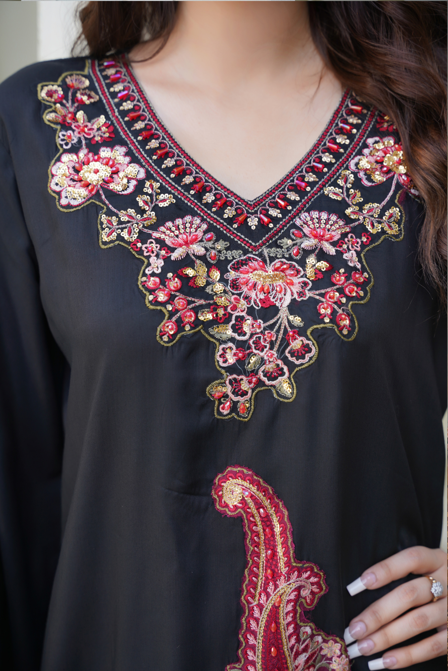 ✨ Anam A – Black Embroidered 2Pc Suit | Formal Pret