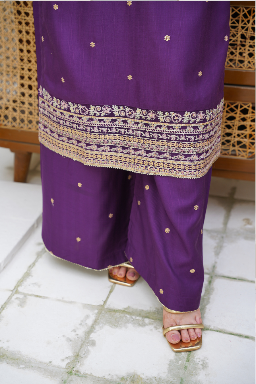 Liyana – Purple Embroidered 3Pc Suit with Dupatta | Festive Pret