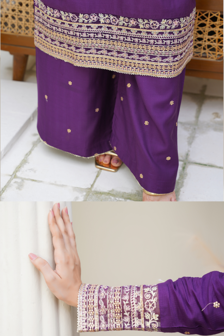 Liyana – Purple Embroidered 3Pc Suit with Dupatta | Festive Pret